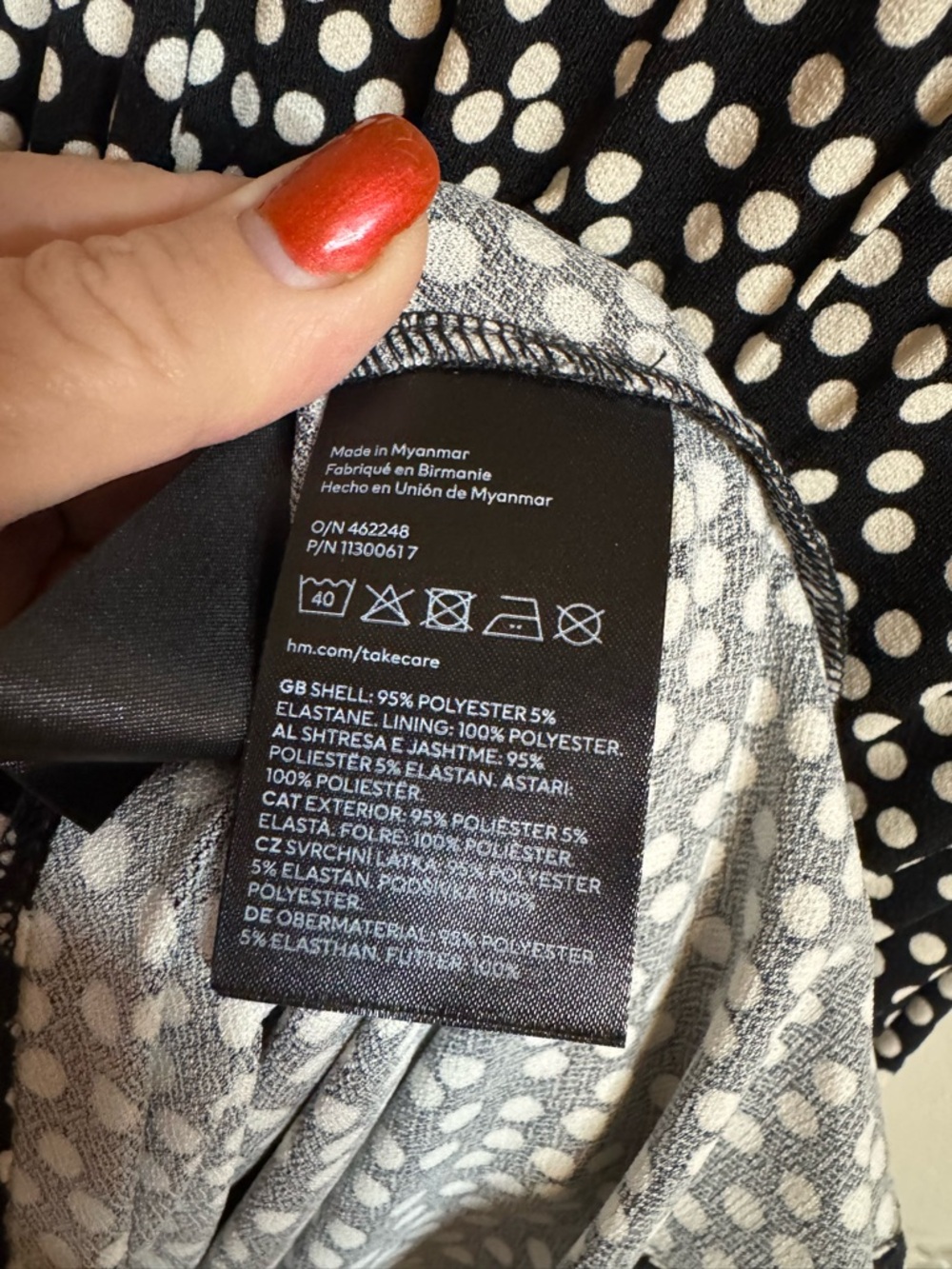 NWT H&M Black Dress with White Dot Print Midi  SMALL   #CL - Picture 6 of 9